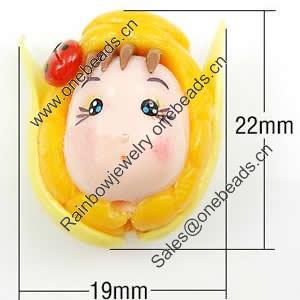 Fimo(Polymer Clay) Beads, Handmade, 22x19x15mm, Hole:Approx 2mm, Sold by PC
