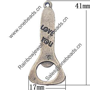 Pendant, Zinc Alloy Jewelry Findings, 17x41mm, Sold by Bag