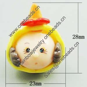 Fimo(Polymer Clay) Beads, Handmade, 28x23x20mm, Hole:Approx 2mm, Sold by PC