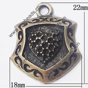 Pendant, Zinc Alloy Jewelry Findings, Heart 18x22mm, Sold by Bag