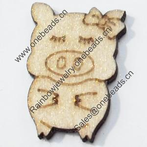 Wood Cabochons, No-Hole Jewelry findings, Pig, 20x27mm, Sold by PC