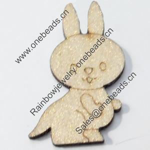Wood Cabochons, No-Hole Jewelry findings, Rabbit, 23x35mm, Sold by PC