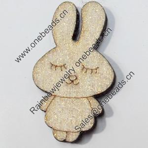 Wood Cabochons, No-Hole Jewelry findings, Rabbit, 17x30mm, Sold by PC