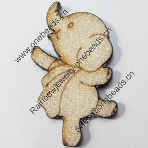 Wood Cabochons, No-Hole Jewelry findings, elephant, 20x32mm, Sold by PC