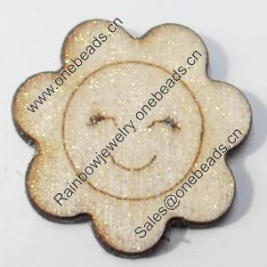 Wood Cabochons, No-Hole Jewelry findings, Flower, 20mm, Sold by PC