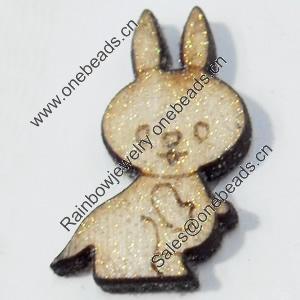 Wood Cabochons, No-Hole Jewelry findings, Rabbit, 11x20mm, Sold by PC