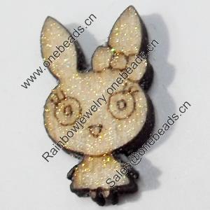 Wood Cabochons, No-Hole Jewelry findings, Rabbit, 9x16mm, Sold by PC