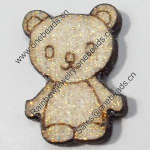 Wood Cabochons, No-Hole Jewelry findings, Bear, 10x16mm, Sold by PC