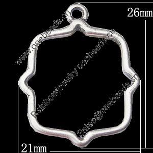 Pendant, Zinc Alloy Jewelry Findings, 21x26mm, Sold by Bag