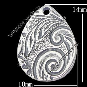 Pendant, Zinc Alloy Jewelry Findings, Teardrop 10x14mm, Sold by Bag