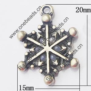 Pendant, Zinc Alloy Jewelry Findings, Snow 15x20mm, Sold by Bag