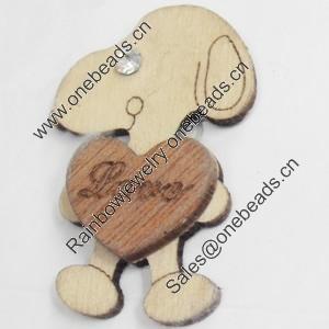 Wood Cabochons, No-Hole Jewelry findings, Dog, 25x40mm, Sold by PC