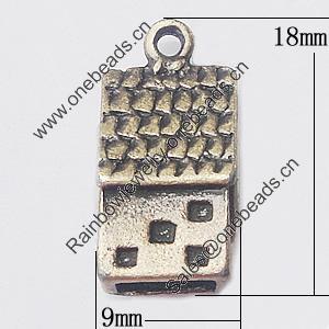 Pendant, Zinc Alloy Jewelry Findings, House 9x18mm, Sold by Bag