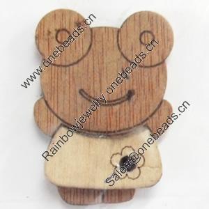 Wood Cabochons, No-Hole Jewelry findings, Frog, 24x35mm, Sold by PC