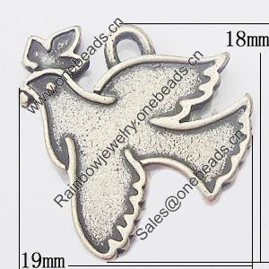 Pendant, Zinc Alloy Jewelry Findings, Bird 19x18mm, Sold by Bag