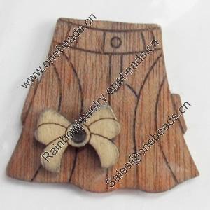 Wood Cabochons, No-Hole Jewelry findings, Skirt, 33x32mm, Sold by PC