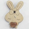 Wood Cabochons, No-Hole Jewelry findings, Rabbit, 27x40mm, Sold by PC