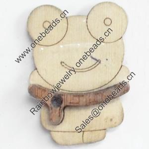 Wood Cabochons, No-Hole Jewelry findings, Frog, 26x36mm, Sold by PC