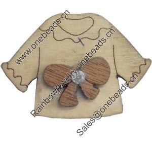 Wood Cabochons, No-Hole Jewelry findings, T-Shirt, 43x31mm, Sold by PC