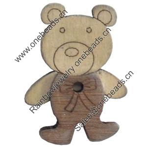 Wood Cabochons, No-Hole Jewelry findings, Bear, 27x36mm, Sold by PC