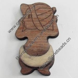 Wood Cabochons, No-Hole Jewelry findings, 16x28mm, Sold by PC