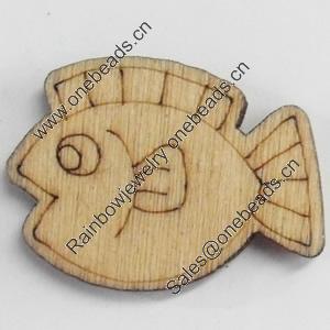 Wood Cabochons, No-Hole Jewelry findings, Fish, 22x16mm, Sold by PC