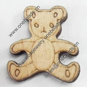 Wood Cabochons, No-Hole Jewelry findings, Bear, 19x20mm, Sold by PC