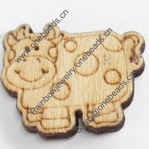 Wood Cabochons, No-Hole Jewelry findings, Cow, 22x18mm, Sold by PC