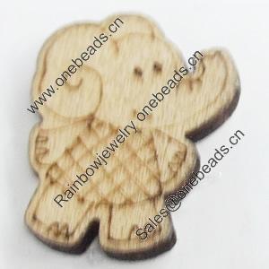 Wood Cabochons, No-Hole Jewelry findings, elephant, 17x22mm, Sold by PC