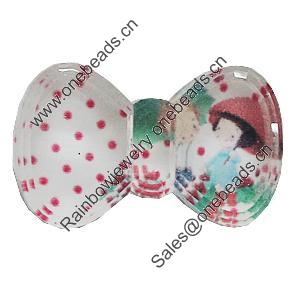 Resin Cabochons, No-Hole Jewelry findings, Bowknot 31x19mm, Sold by Bag