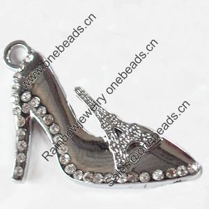 Zinc Alloy Charm/Pendant with Crystal, 37x30mm, Sold by PC