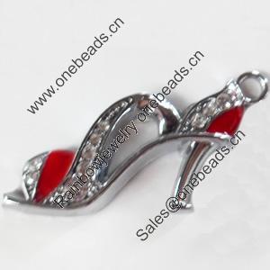 Zinc Alloy Charm/Pendant with Crystal, 47x26mm, Sold by PC