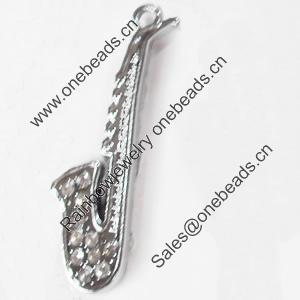 Zinc Alloy Charm/Pendant with Crystal, 14x50mm, Sold by PC