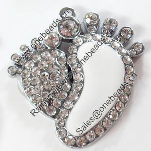 Zinc Alloy Charm/Pendant with Crystal, 47x48mm, Sold by PC