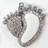 Zinc Alloy Charm/Pendant with Crystal, 47x48mm, Sold by PC