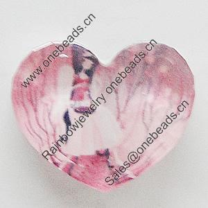 Resin Cabochons, No-Hole Jewelry findings, Heart 28x24mm, Sold by Bag