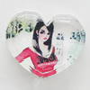 Resin Cabochons, No-Hole Jewelry findings, Heart 28x24mm, Sold by Bag