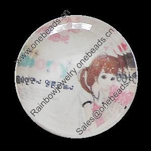 Resin Cabochons, No-Hole Jewelry findings, Round 26mm, Sold by Bag