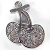 Zinc Alloy Charm/Pendant with Crystal, 30x40mm, Sold by PC
