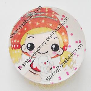 Resin Cabochons, No-Hole Jewelry findings, Round 26mm, Sold by Bag