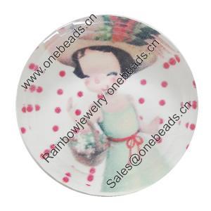 Resin Cabochons, No-Hole Jewelry findings, Round 26mm, Sold by Bag