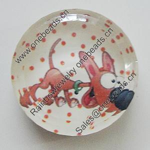 Resin Cabochons, No-Hole Jewelry findings, Round 26mm, Sold by Bag