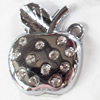 Zinc Alloy Charm/Pendant with Crystal, Apple, 28x33mm, Sold by PC