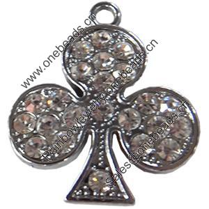 Zinc Alloy Charm/Pendant with Crystal, 35x40mm, Sold by PC