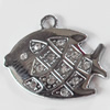 Zinc Alloy Charm/Pendant with Crystal, 34x31mm, Sold by PC
