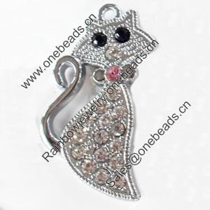 Zinc Alloy Charm/Pendant with Crystal, 20x43mm, Sold by PC