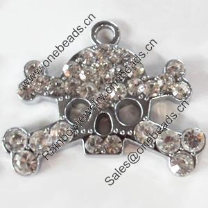 Zinc Alloy Charm/Pendant with Crystal, 45x38mm, Sold by PC