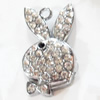 Zinc Alloy Charm/Pendant with Crystal, 20x35mm, Sold by PC