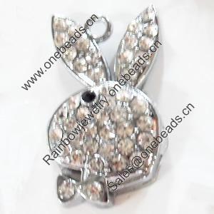 Zinc Alloy Charm/Pendant with Crystal, 20x35mm, Sold by PC
