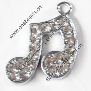 Zinc Alloy Charm/Pendant with Crystal, 28x33mm, Sold by PC